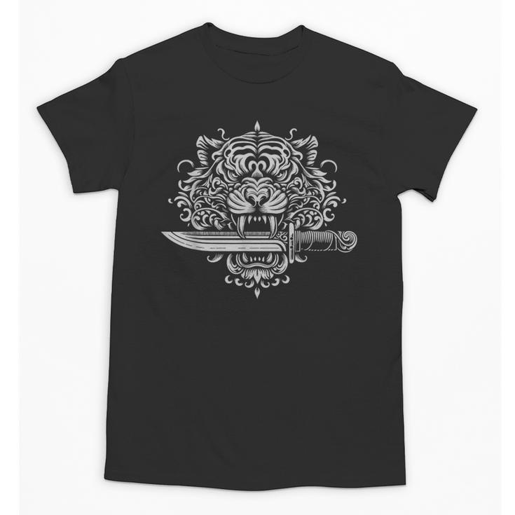 Sak Yant Muay Thai MMA Tattoo Tiger Head Knife Martial Art Unisex T-Shirt