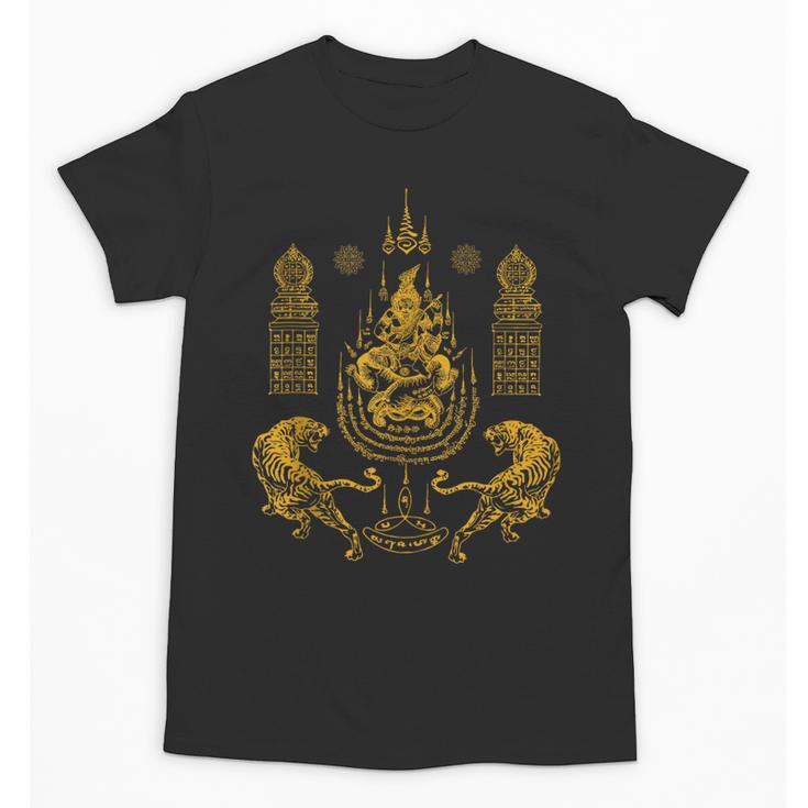 Sawadee Thai Traditional Sak Yant Thai Twin Tigers Muay Thai Unisex T-Shirt