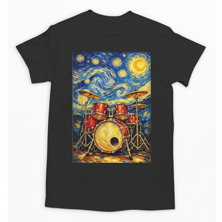 Starry Night Drum Kit Van Gogh Style Art Unisex T-Shirt