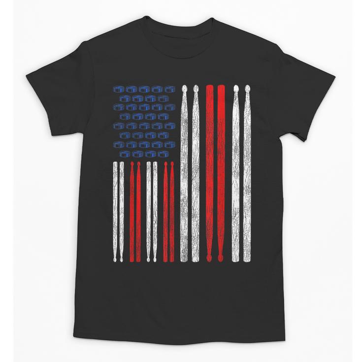USA Flag Drumsticks Drum Kit Unisex T-Shirt