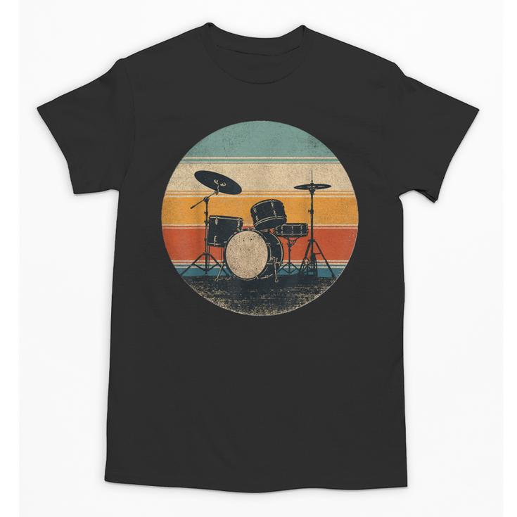 Vintage Drum Kit Silhouette Retro Music Unisex T-Shirt