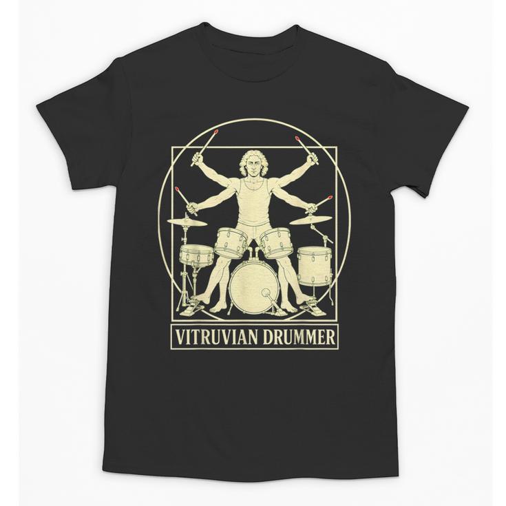 Vitruvian Drummer Drum Kit Music Lover Musician Men Unisex T-Shirt