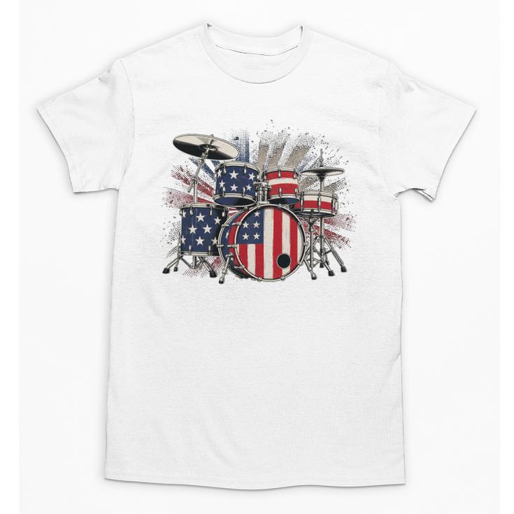 Drum Kit With American Flag Graphic For Musicians Unisex T-Shirt