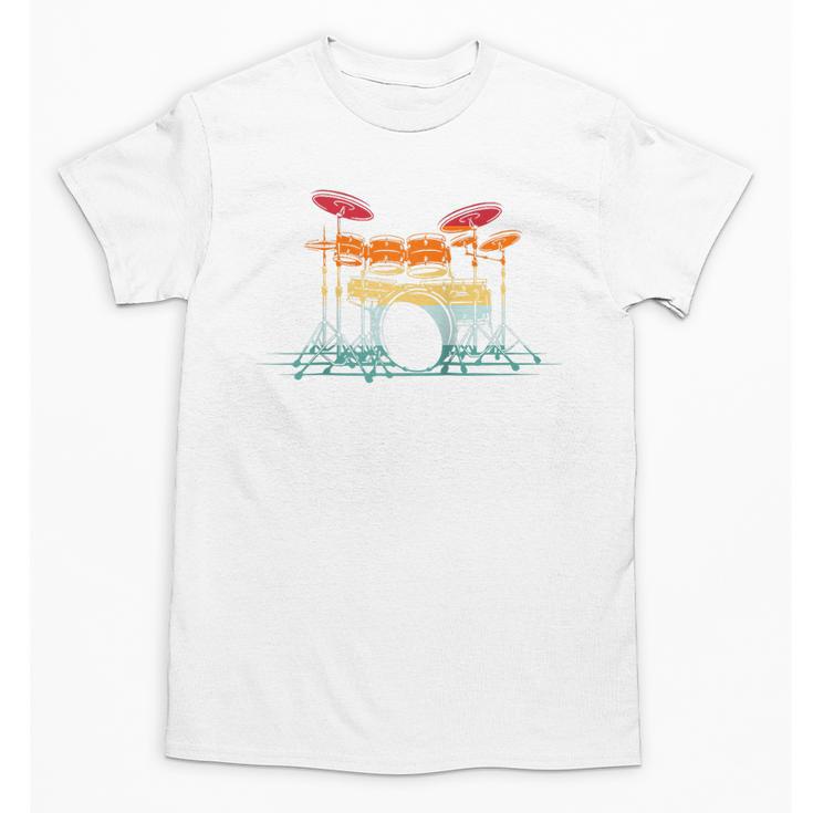 Drum Kit Musical Retro Instrument Musician Raglan Baseball Tee Unisex T-Shirt