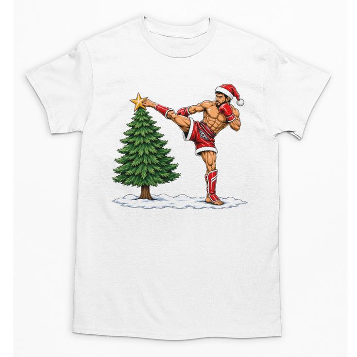 Festive Muay Thai Santa Christmas Unisex T-Shirt