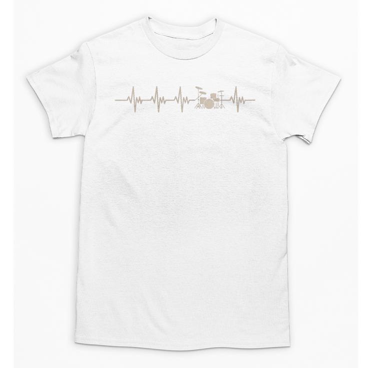 Vintage Drum Kit Heartbeat Graphic For Drummers Unisex T-Shirt