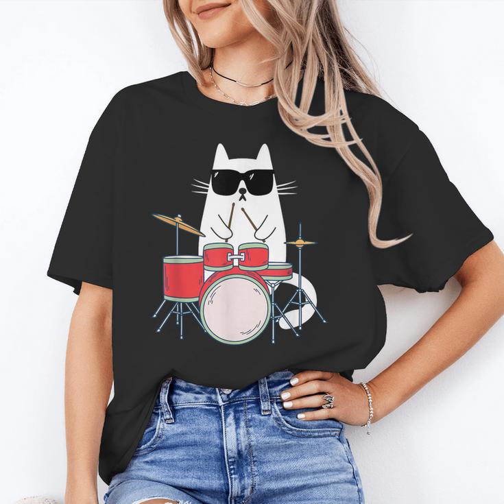 Cat Wearing Sunglasses Playing Drums Drum Kit Musician Unisex T-Shirt Cat Wearing Sunglasses Playing Drums Drum Kit Musician Unisex T-Shirt