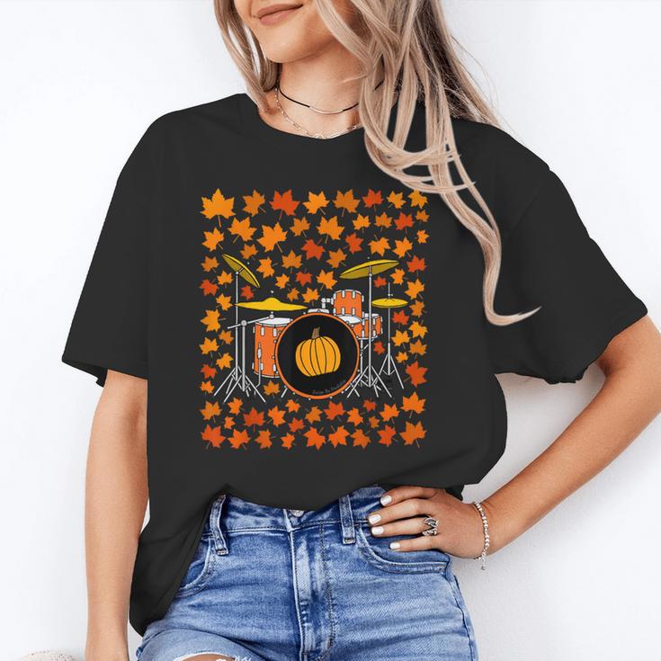 Drum Kit With Leaves Fall Drummer Autumn Musician Unisex T-Shirt Drum Kit With Leaves Fall Drummer Autumn Musician Unisex T-Shirt