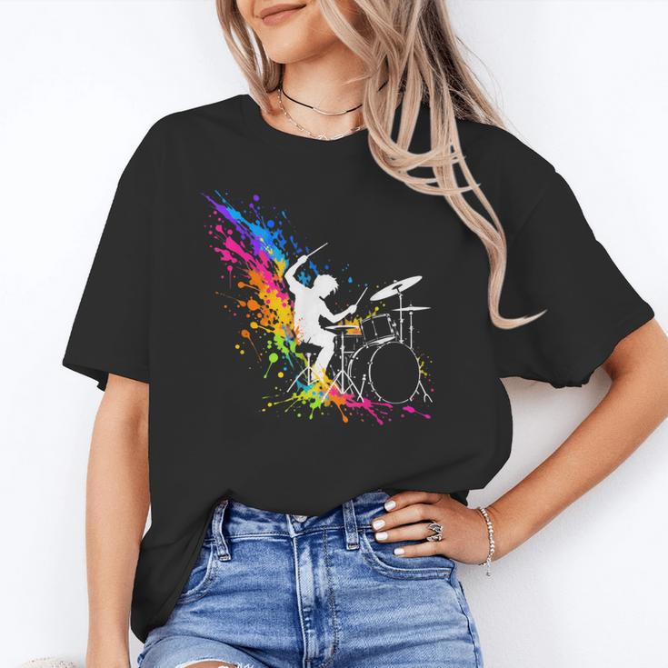 Drummer Silhouette Drum Kit Splatter Art Unisex T-Shirt Drummer Silhouette Drum Kit Splatter Art Unisex T-Shirt