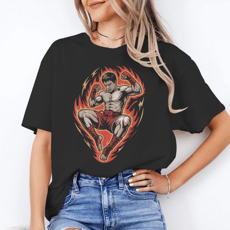 Muay Thai Fighter Teep Push Kick Minimal Line Art Clean Unisex T-Shirt