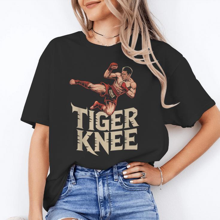 Muay Thai Fighter Tiger Knee Vintage Distressed Badge Unisex T-Shirt
