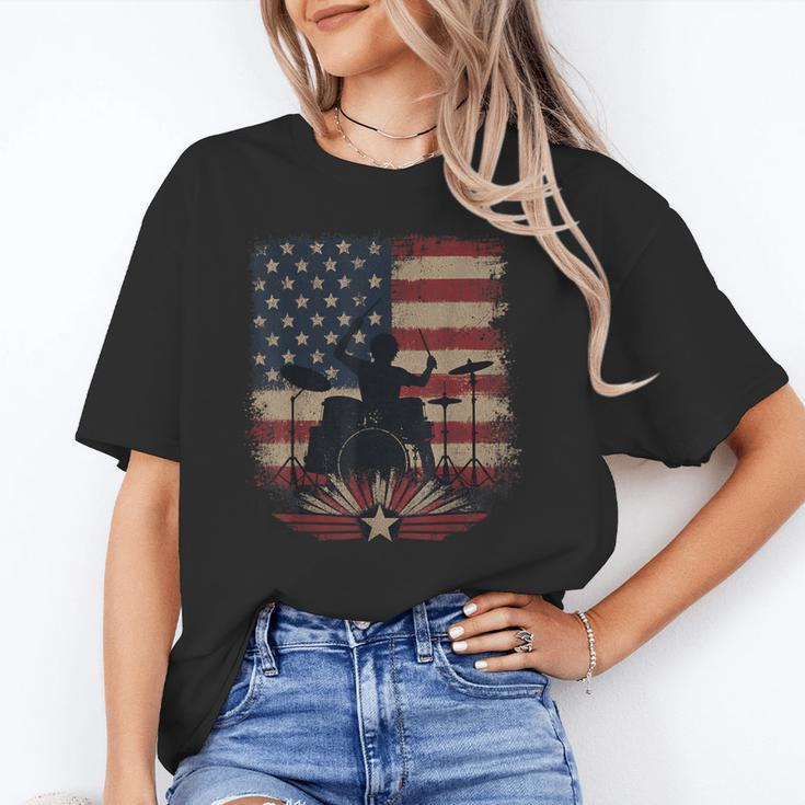 Patriotic Drum Kit Silhouette American Flag Unisex T-Shirt Patriotic Drum Kit Silhouette American Flag Unisex T-Shirt
