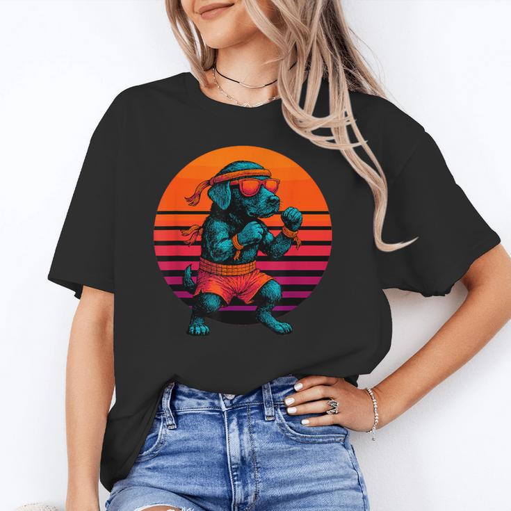 Retro Dog With Gloves Muay Thai Fighter Unisex T-Shirt
