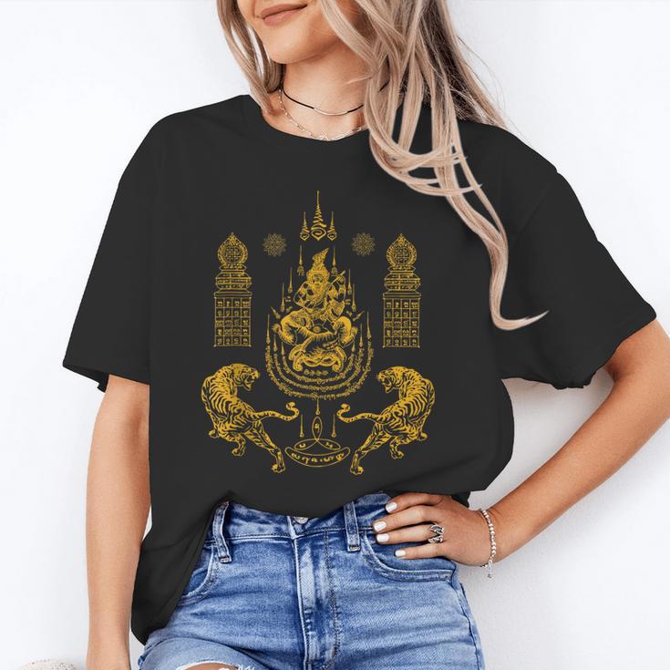 Sawadee Thai Traditional Sak Yant Thai Twin Tigers Muay Thai Unisex T-Shirt
