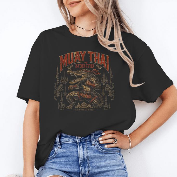 Vintage Muay Thai Wai Kru Thai Boxing Ritual Art Crocodile Unisex T-Shirt