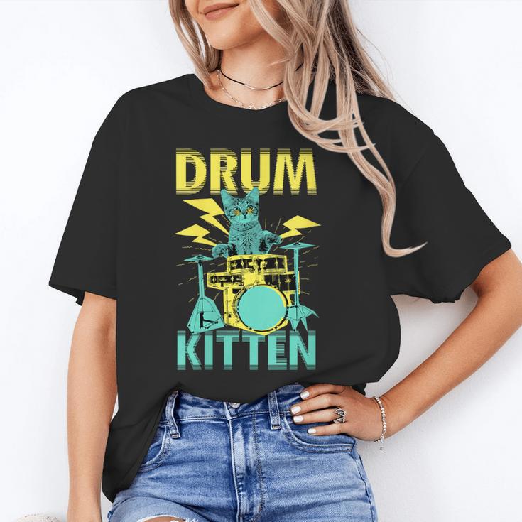 Women's Cute Drummer Cat Drum Kitten Unisex T-Shirt Women's Cute Drummer Cat Drum Kitten Unisex T-Shirt