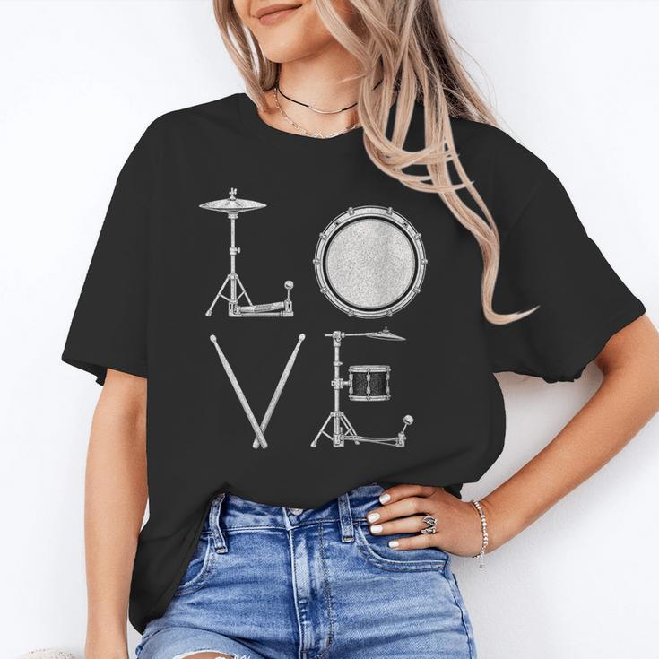 Women's Drum Kit Love Illustration For Music Enthusiasts Unisex T-Shirt