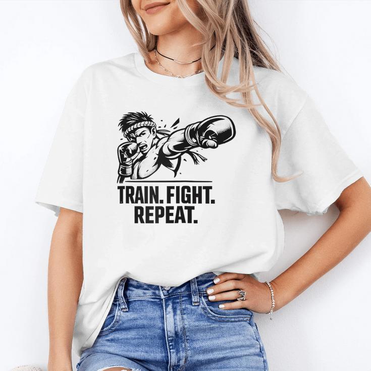 Train Fight Repeat Nak Muay Thai Boxing Fighter Raglan Baseball Tee Unisex T-Shirt