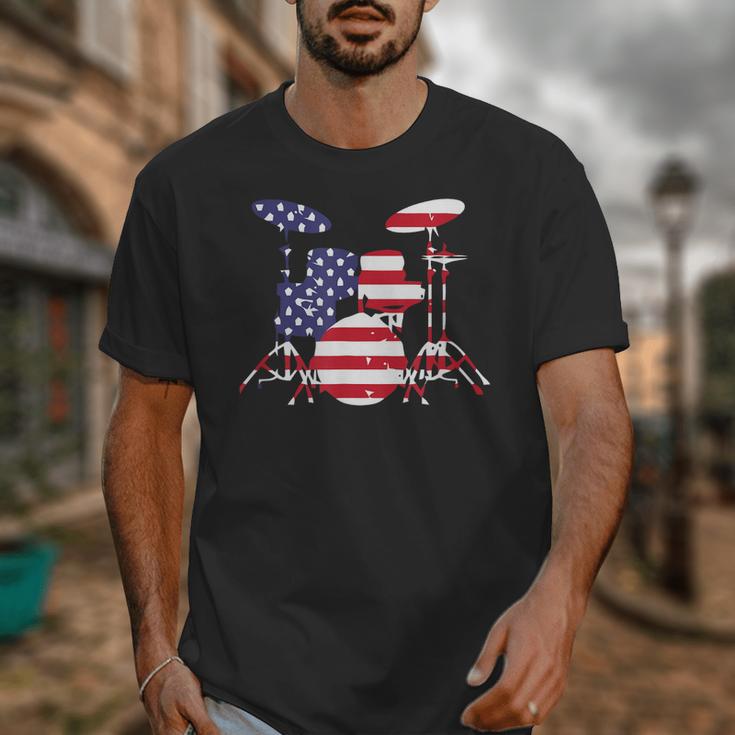 American Flag Drum Kit Patriotic US Drum Art Unisex T-Shirt American Flag Drum Kit Patriotic US Drum Art Unisex T-Shirt