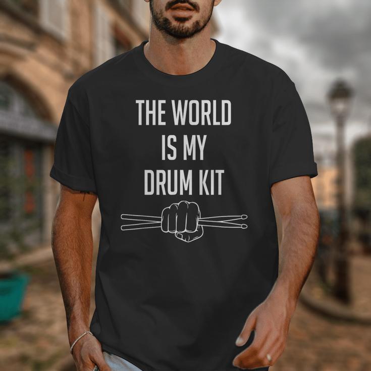 Drummer Saying The World Is My Drum Kit Unisex T-Shirt Drummer Saying The World Is My Drum Kit Unisex T-Shirt