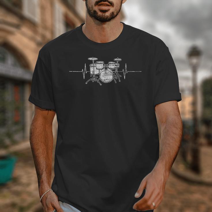 ECG Heartbeat Music Lovers Drumsticks Drum Kit Unisex T-Shirt ECG Heartbeat Music Lovers Drumsticks Drum Kit Unisex T-Shirt