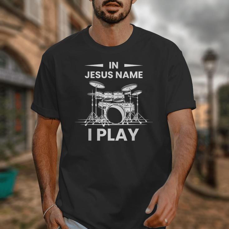 In Jesus Name I Play Drummer Drum Kit Unisex T-Shirt In Jesus Name I Play Drummer Drum Kit Unisex T-Shirt