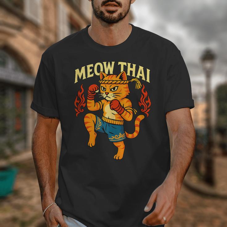 Meow Thai Muay Thai Cat Fighter Pun Dad Joke Unisex T-Shirt