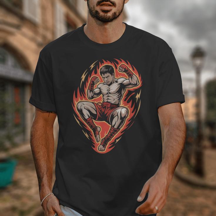 Muay Thai Fighter Teep Push Kick Minimal Line Art Clean Unisex T-Shirt