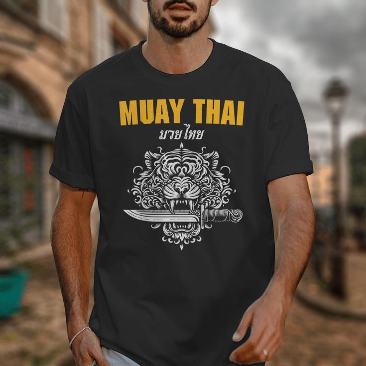 Muay Thai Sak Yant MMA Tattoo Tiger Lion Knife Martial Art Unisex T-Shirt