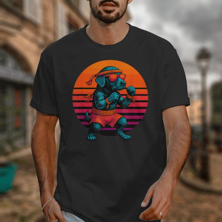 Retro Dog With Gloves Muay Thai Fighter Unisex T-Shirt