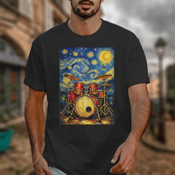 Starry Night Drum Kit Van Gogh Style Art Unisex T-Shirt Starry Night Drum Kit Van Gogh Style Art Unisex T-Shirt