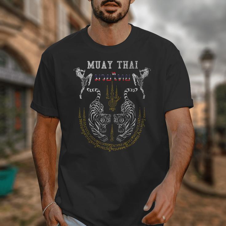 Twin Tiger Sak Yant Muay Thai Fighter Tee Martial Art Unisex T-Shirt