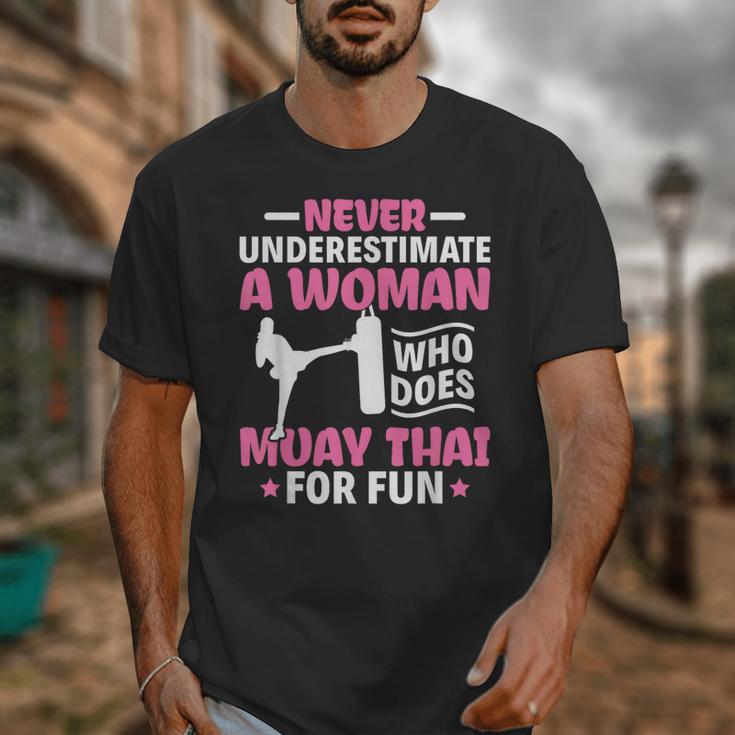 Never Underestimate A Woman Thai Boxing Muay Thai Fighter Unisex T-Shirt