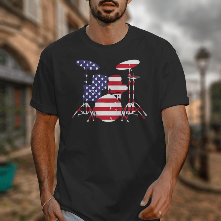 Women's American Flag Drum Kit Patriotic US Drum Art Unisex T-Shirt