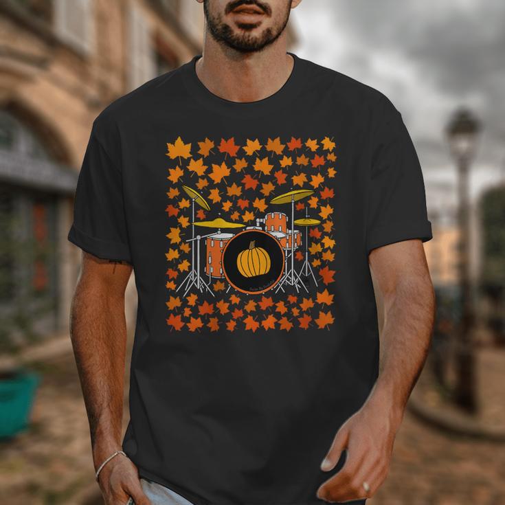 Women's Drum Kit With Leaves Fall Drummer Autumn Musician Unisex T-Shirt Women's Drum Kit With Leaves Fall Drummer Autumn Musician Unisex T-Shirt