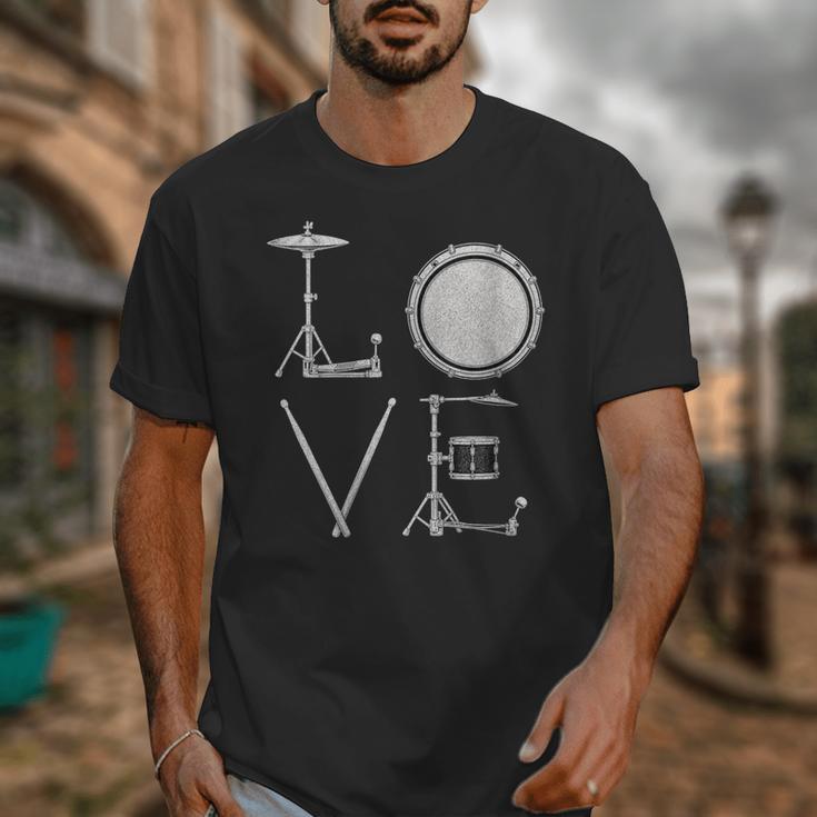 Women's Drum Kit Love Illustration For Music Enthusiasts Unisex T-Shirt