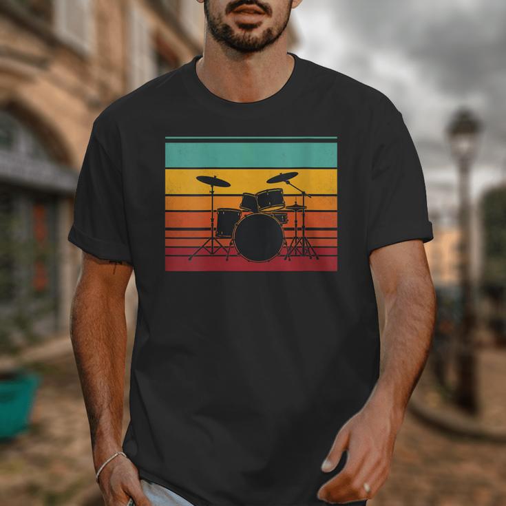 Women's Retro Drum Kit Silhouette With Color Stripes Unisex T-Shirt Women's Retro Drum Kit Silhouette With Color Stripes Unisex T-Shirt
