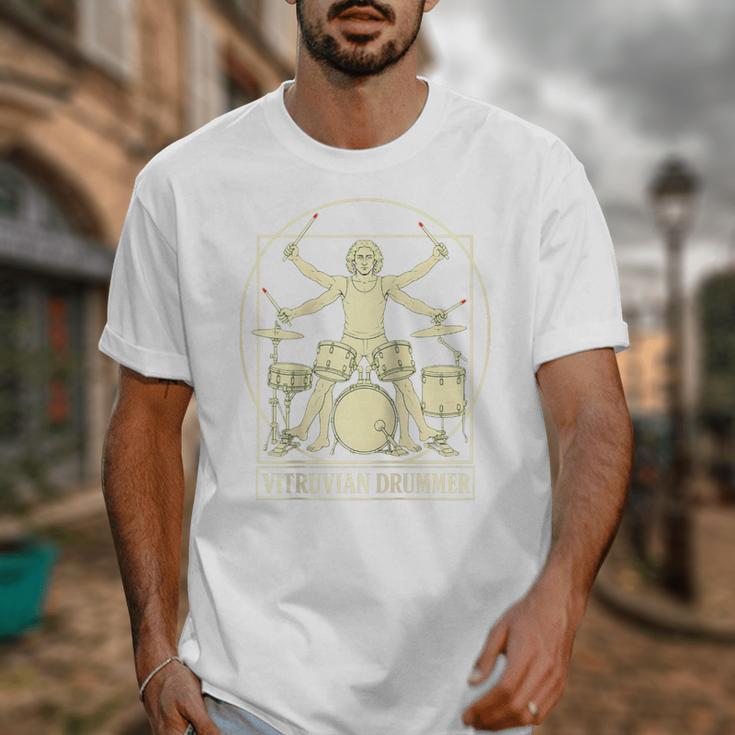 Vitruvian Drummer Drum Kit Music Lover Musician Men Raglan Baseball Tee Unisex T-Shirt