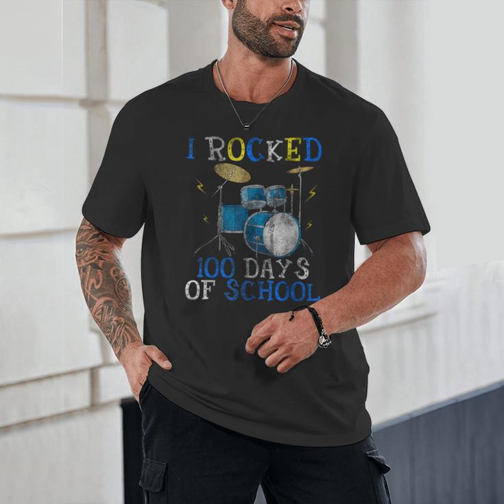 100th Day Of SchoolShirt Happy 100 Days Drum Kit Music Unisex T-Shirt