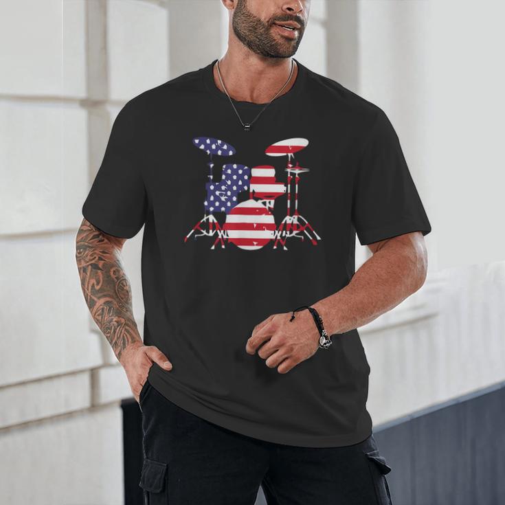 American Flag Drum Kit Patriotic US Drum Art Unisex T-Shirt American Flag Drum Kit Patriotic US Drum Art Unisex T-Shirt