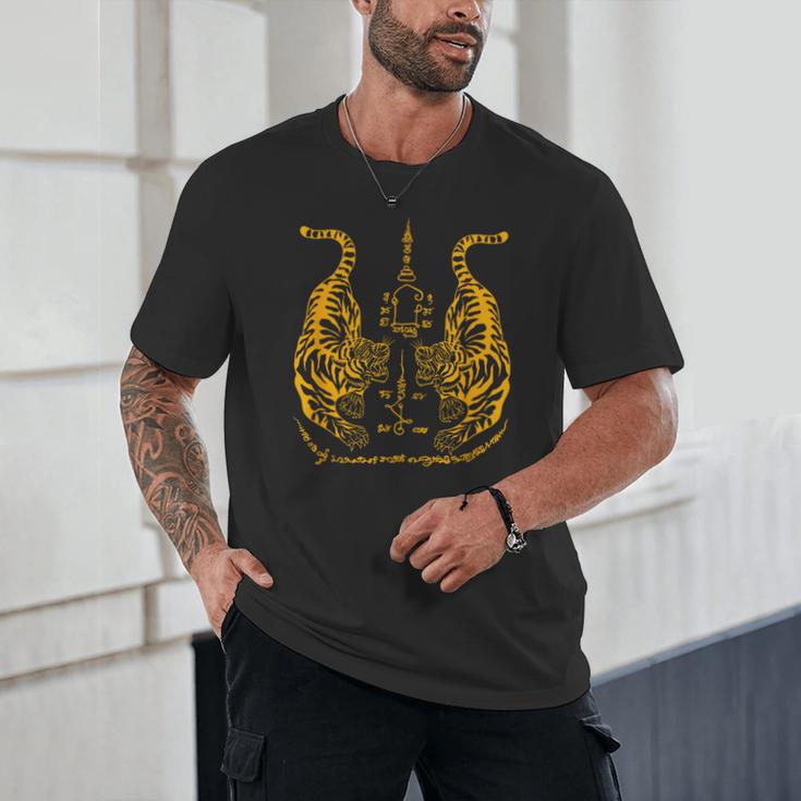 Awesome Orange Double Tiger Muay Thai Sak Yant Unisex T-Shirt