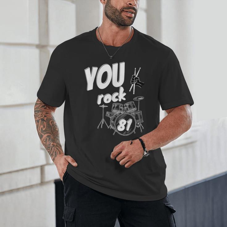 Drum Kit Drummer 81 Years 81st Birthday Men Women Unisex T-Shirt Drum Kit Drummer 81 Years 81st Birthday Men Women Unisex T-Shirt