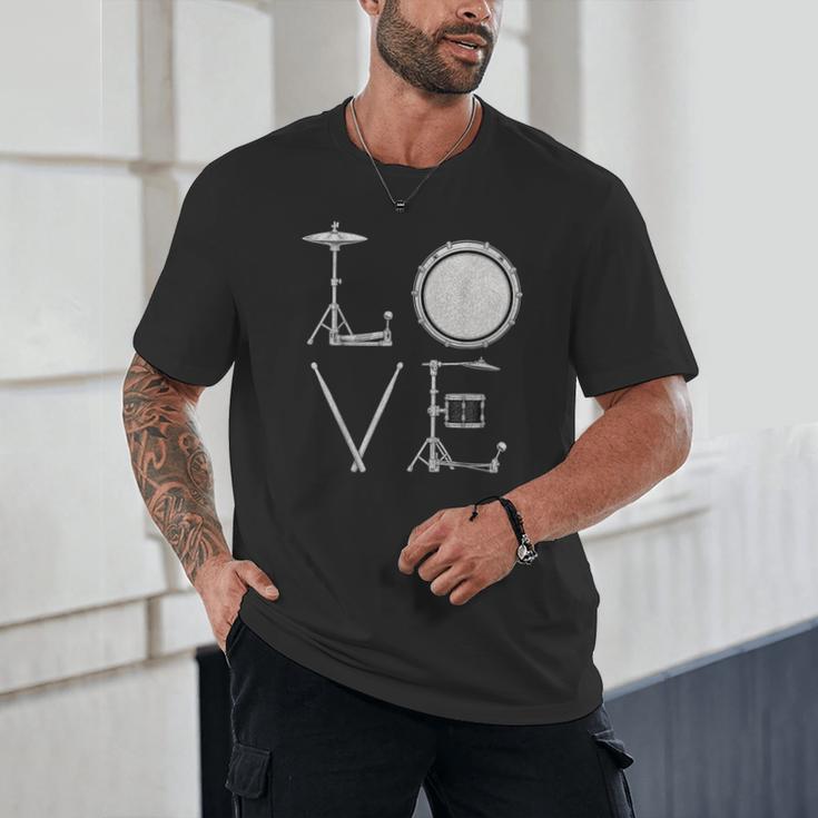 Drum Kit Love Illustration For Music Enthusiasts Unisex T-Shirt