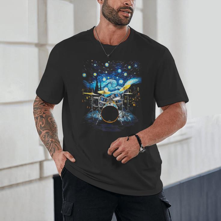 Drum Kit Percussionist Drummer Van Gogh Drums Unisex T-Shirt
