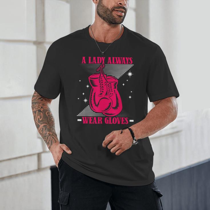 A Lady Always Wear Gloves Kickboxer Fan Muay Thai Boxing Unisex T-Shirt A Lady Always Wear Gloves Kickboxer Fan Muay Thai Boxing Unisex T-Shirt