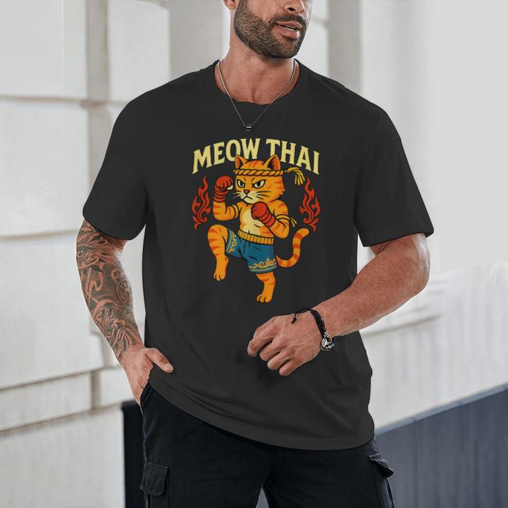 Meow Thai Muay Thai Cat Fighter Pun Dad Joke Unisex T-Shirt