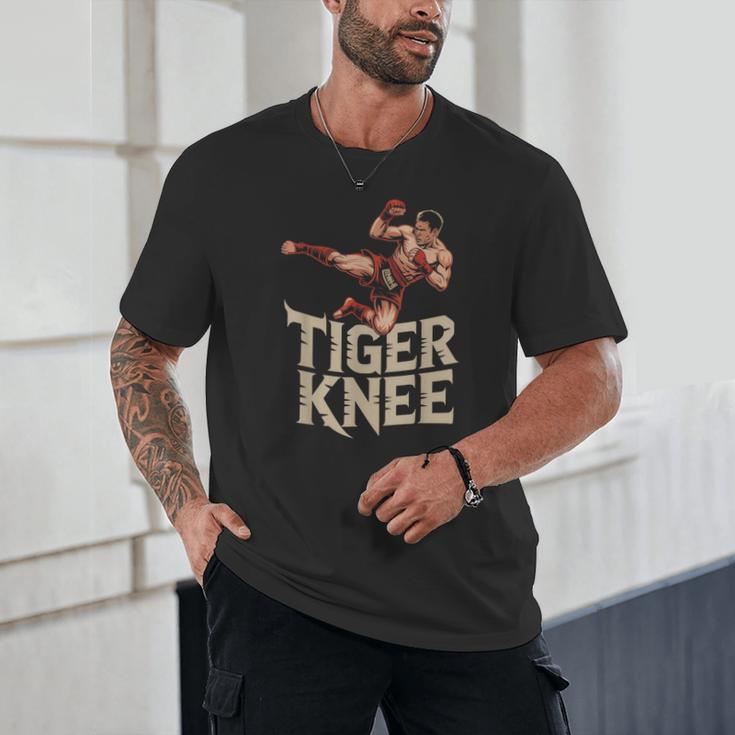 Muay Thai Fighter Tiger Knee Vintage Distressed Badge Unisex T-Shirt