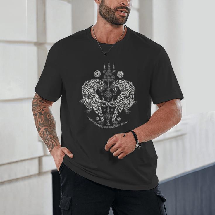 Sak Yant Thai Tattoo Twin Tiger For Muay Thai Fighter Boxing Unisex T-Shirt Sak Yant Thai Tattoo Twin Tiger For Muay Thai Fighter Boxing Unisex T-Shirt