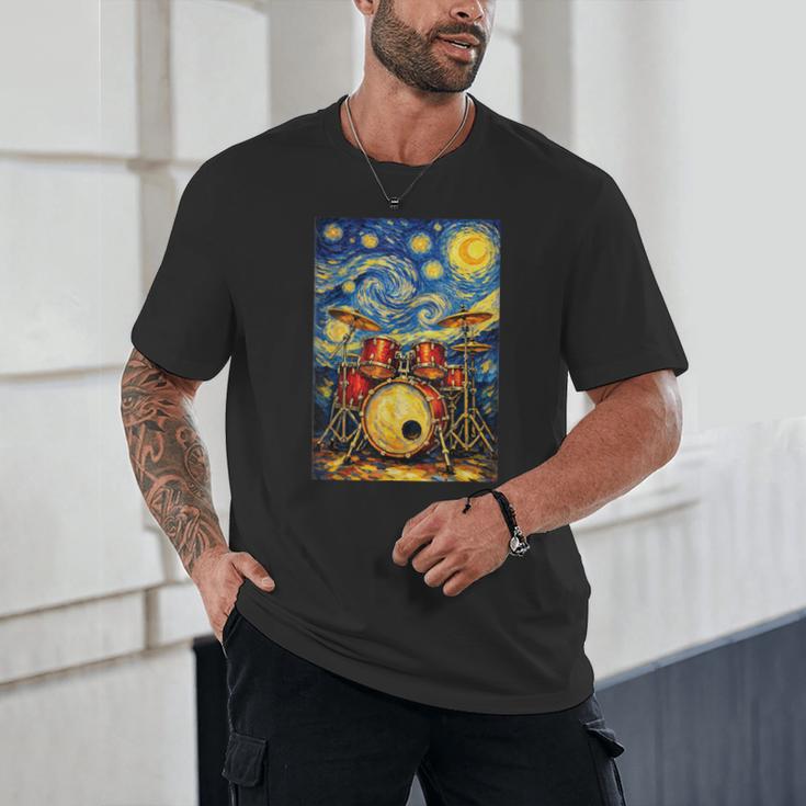 Starry Night Drum Kit Van Gogh Style Art Unisex T-Shirt Starry Night Drum Kit Van Gogh Style Art Unisex T-Shirt