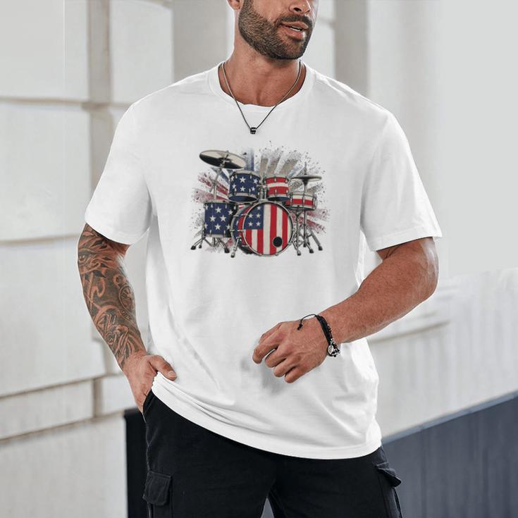 Drum Kit With American Flag Graphic For Musicians Unisex T-Shirt Drum Kit With American Flag Graphic For Musicians Unisex T-Shirt